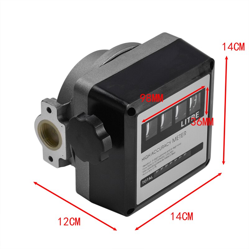 1Pcs FM-120 4 Digital Gasoline Fuel Petrol Oil Flow Meter 20-120L/Min Four Digital for Diesel Fuel Oil Flow Meter Counter