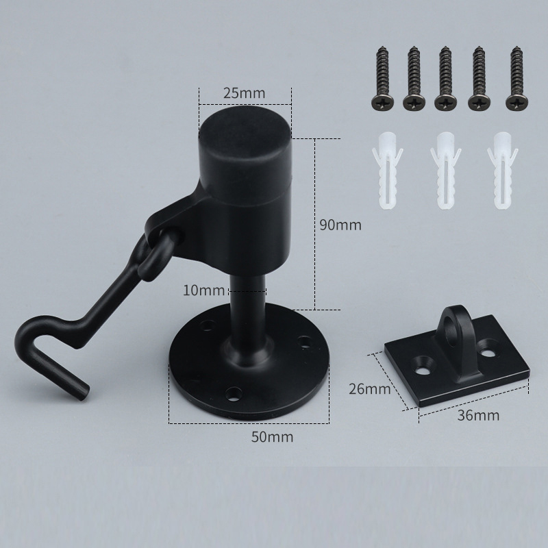 Heavy Duty Door Stopper with Hook, Door Holder Stop with Sound Dampening Rubber Bumper Wall Mounted Door Floor Stop Holder