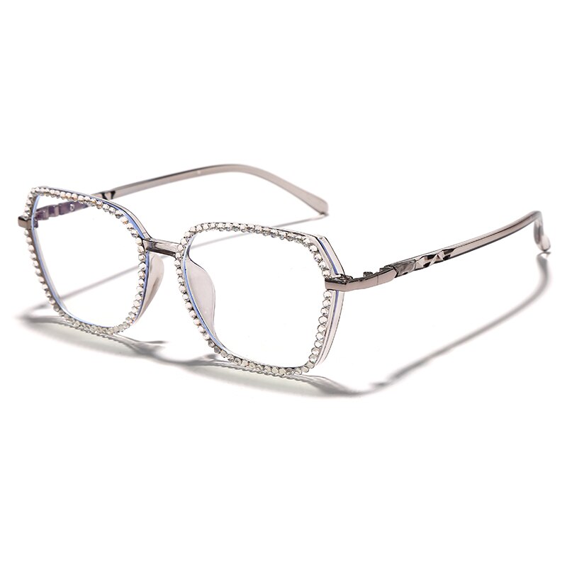 Diamond Eyeglasses Eye Protection Bluelight Glasses Women Luxury Rhinestone Eyeglass Optical Reading Glasses Clear Sunglasses