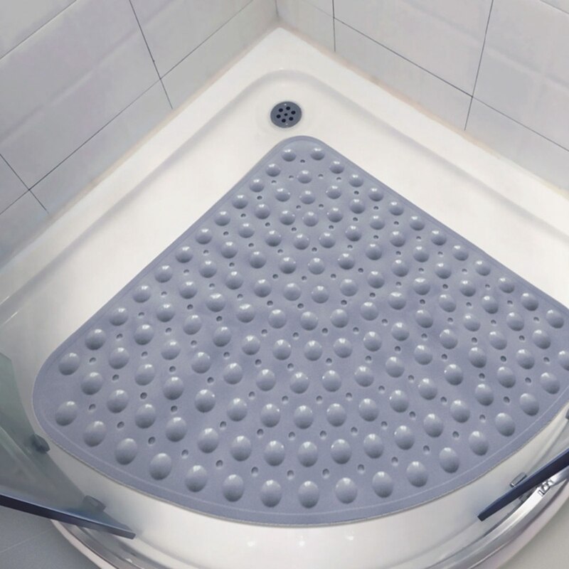 Hjørne brusebademåtte sektor gummi skridsikker kvadrat bademåtte antibakteriel sugning til brusebad skridsikker badekar måtte 54 x 54cm,