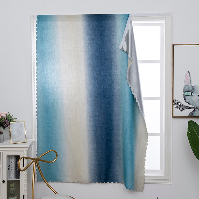 Cortina de Color degradado para dormitorio de niñas y niños, cortinas para oscurecer completamente las ventanas, sin perforaciones, decoración del hogar, 130x80 CM: blue