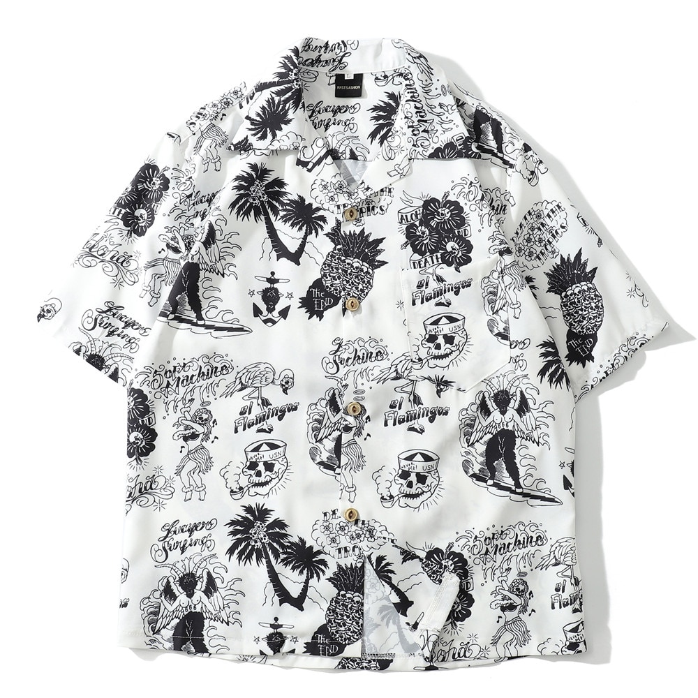 Oscn 7 casual rutig kortärmad skjorta män street hawaii beach kvinnor justerbar fåll kortärmade skjortor herr 3204