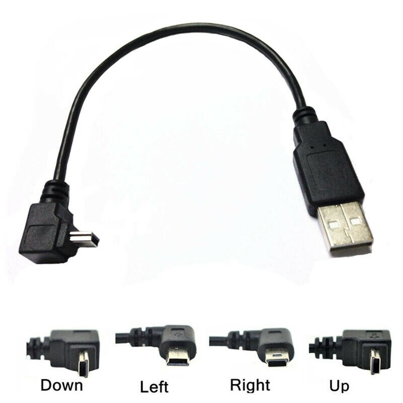90 Degree Angle USB 2.0 A Male to Mini B 5 Pin right/Left/up/down Male Cable Adapter 0.25m
