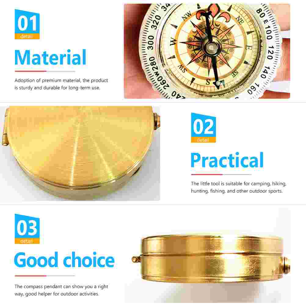 Portable Camping Compass Multi-function Hiking Compass Retro Survival Compass