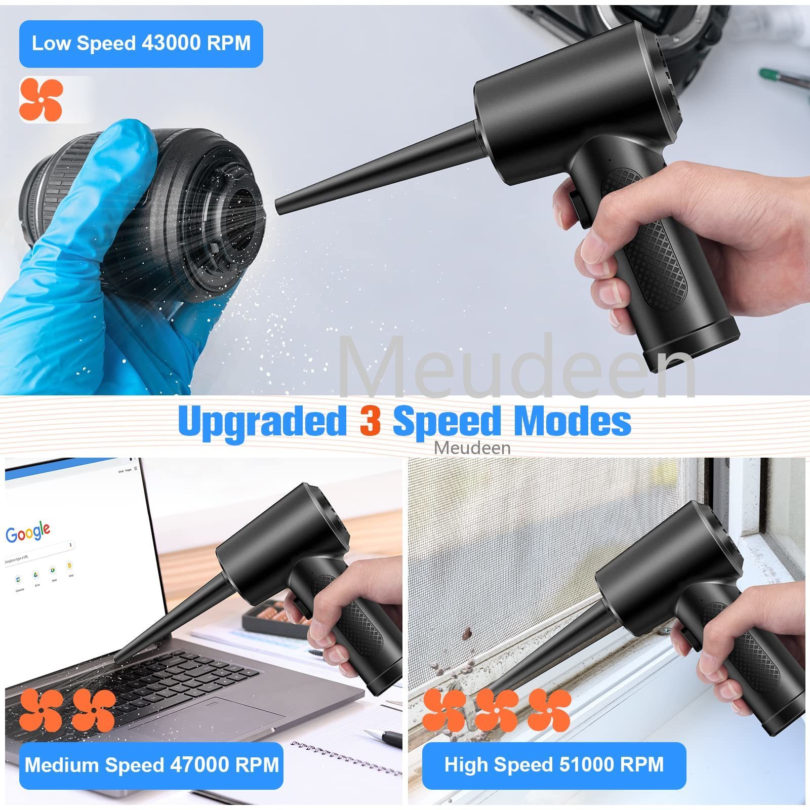 Wireless Air Blower Computer Cleaner Dust,Replaces Compressed Air Can Electric Air Blowing Gun for PC Laptop Keyboard Cleaning