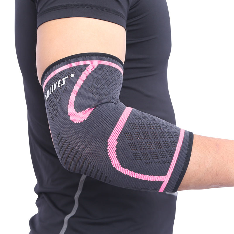 AOLIKES 1PCS Breathable Elbow Support Basketball Football Sports Safety Volleyball Elbow Pad Elastic Elbow Supporter: Pink / L
