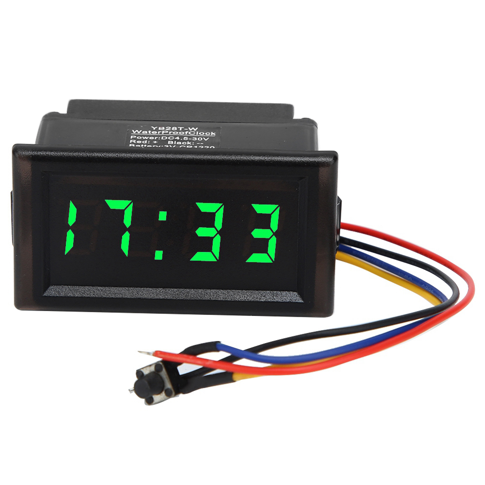 Auto digitale klok klok LED digitale display klok DC4.5-30V waterdicht stofdicht auto auto elektronische klok LED digitaal display: green