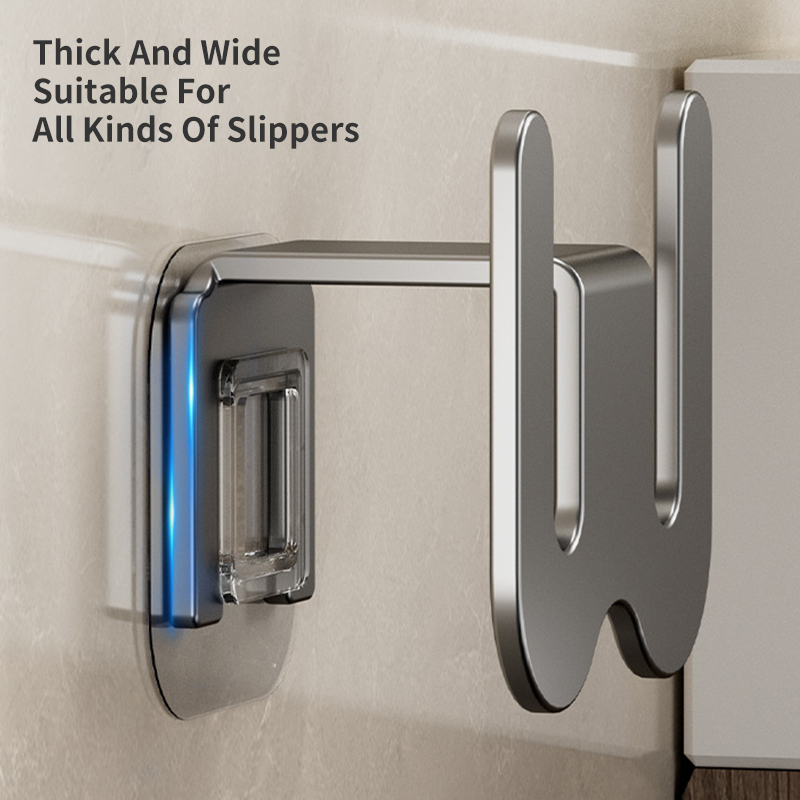 Estante de almacenamiento de zapatos Simple, estante para zapatillas de baño, puerta de baño no perforada montada en la pared con gancho de drenaje en la pared trasera