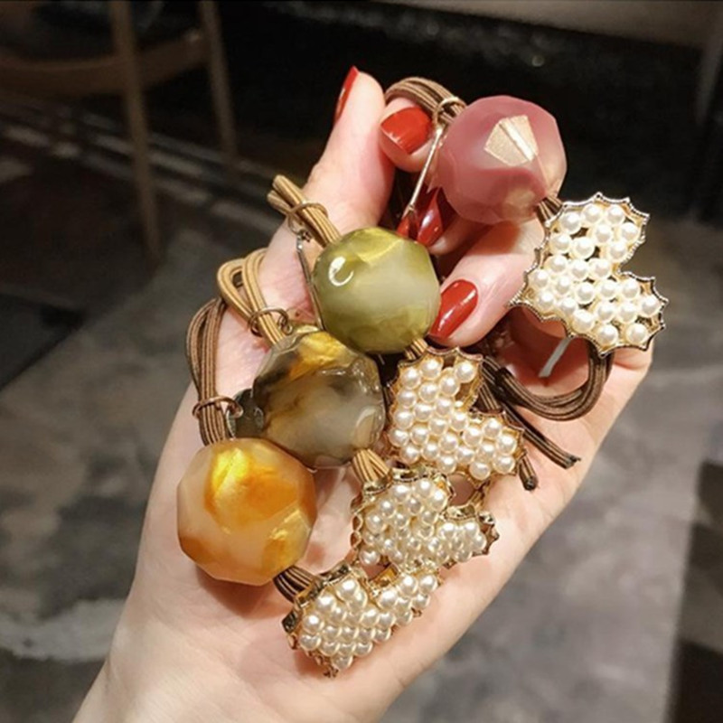 Colorful Leopard Print Big Ball Hair Accessories Hair Ties Headdress For Women Colored Grape Elastic Hair Bands Rubber Bands
