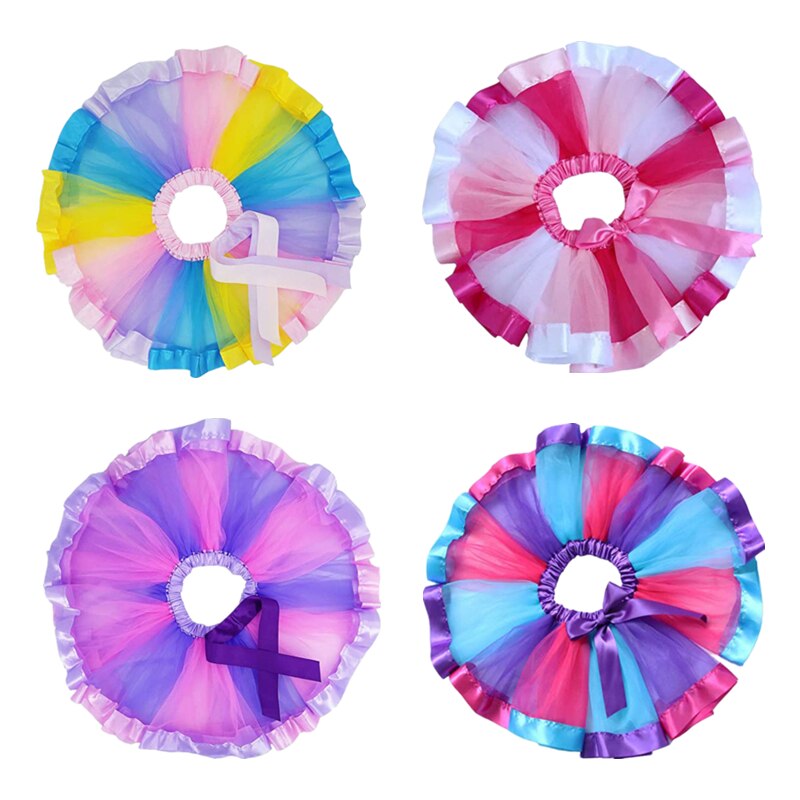 Multicolor 2 pezzi 4 colori spettacoli Pettiskirts danze vestito da ragazza gonna Tutu gonna principessa ghirlanda per bambini
