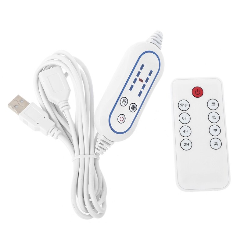 USB Remote Control Adjustable 4 Speed with 2-8 hours Timing Function ON OFF Switch for USB Fan LED Light and more Universal