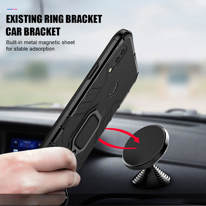 Voor huawei honor 10 lite case Armor Ring Magnetische Auto Hold Shockproof Soft Bumper Telefoon Cover Voor huawei honor 10 lite Case