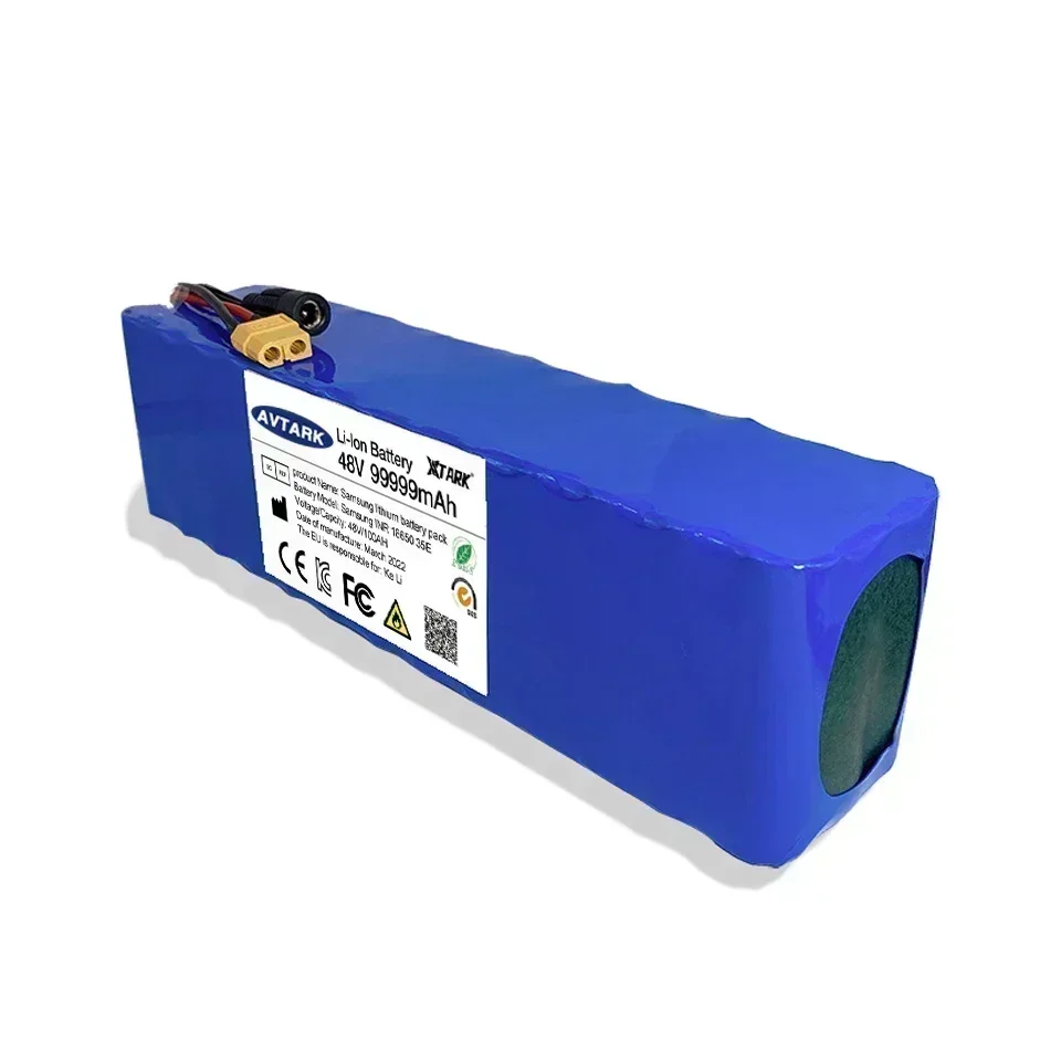 Batteria agli ioni di litio ad alta capacità 48V 100Ah 1000W 13S3P 99999Mah Batteria agli ioni di litio da 54,6 V Scooter elettrico con Bms + caricabatterie