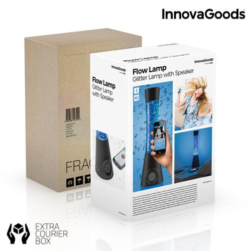 InnovaGoods Lava Lampe mit Bluetooth Lautsprecher und Mikrofon Fluss 30W Klaren Klang Blau LED Licht Intime und Spezielle Umwelt