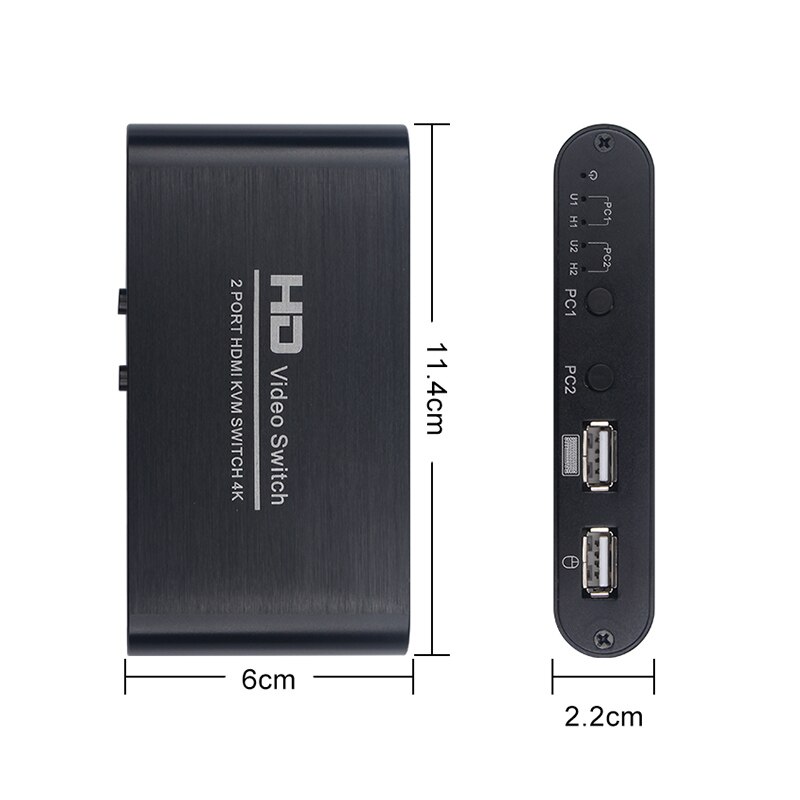 Oullx  hd 4k hdmi usb kvm switch pc deling tastatur mus hurtigtast skriver plug and paly out usb box video display switch splitter