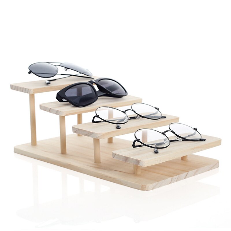 2-5 Layers Sun Glasses Eyeglasses Wood Display Stands Shelf Glasses Display Show Stand Holder Rack Natural Material