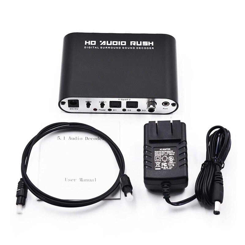 Convertisseur numérique de canal, amplificateur, lecteur HD, décodeur Audio analogique DTS, son Surround optique, AC3, Signal Coaxial Portable