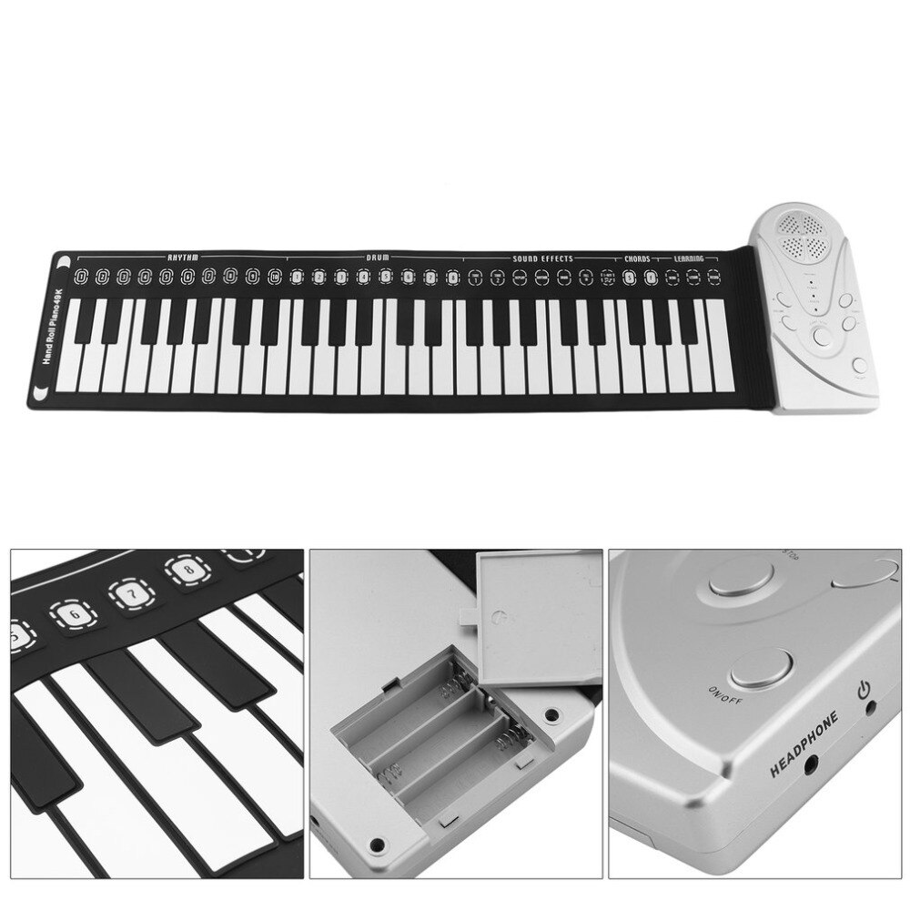 49 teclas teclado Digital Piano mano enrollable teclado electrónico de Piano con altavoces Flexible de silicona para Niños Estudiantes