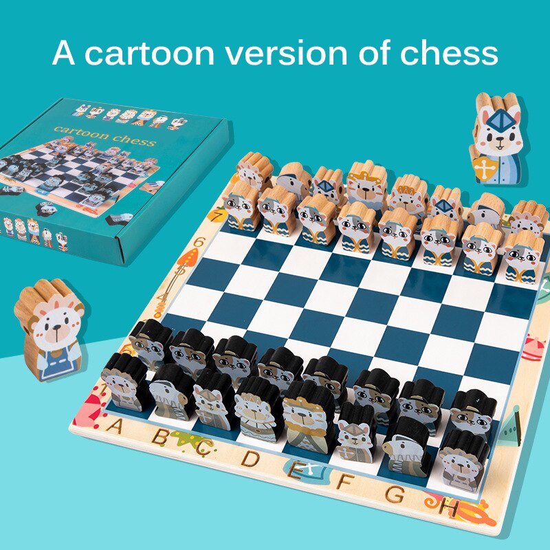 Wooden 3D Chessboard Magnetic Animal Chess Pieces ... – Grandado