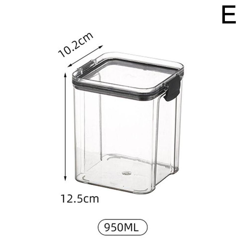 Square Sealed PET Jars Kitchen Storage Big Capacity Coffee Bean Storage Can Glass Jar With Lid Food Container Organizer Bottle: black 950ML