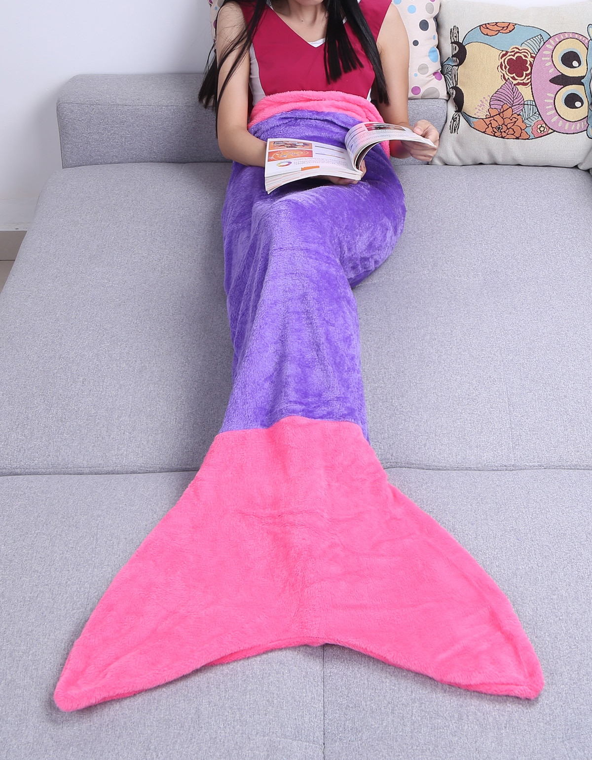 Flannel Fleece Mermaid Tail Blanket for Adult Children Teens Home Textile Sleepovers