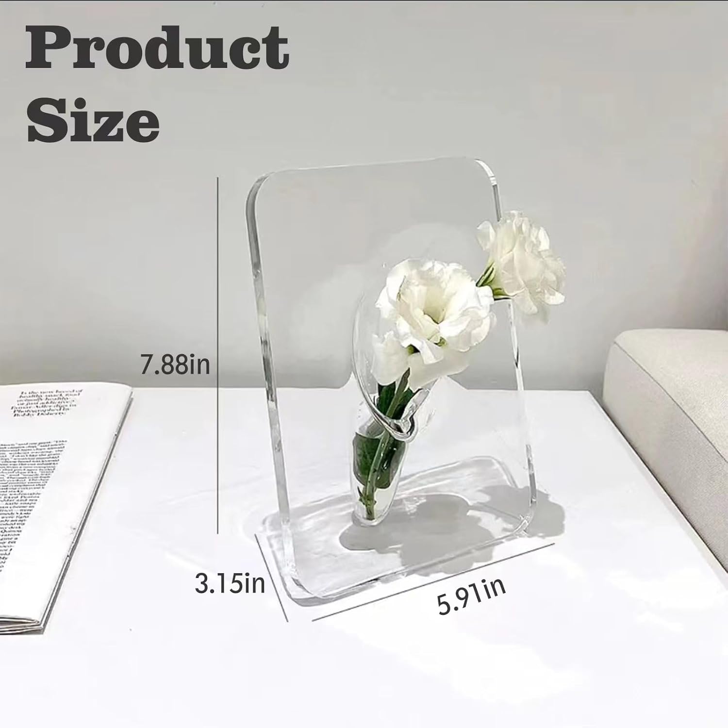 Rahmenförmige Blumenvase - Transparente Acrylvase für Blumen, Moderne Kunstvasen für sterben Heimdekoration, Dekorative Vasen für Schreibtische und Bücherregale