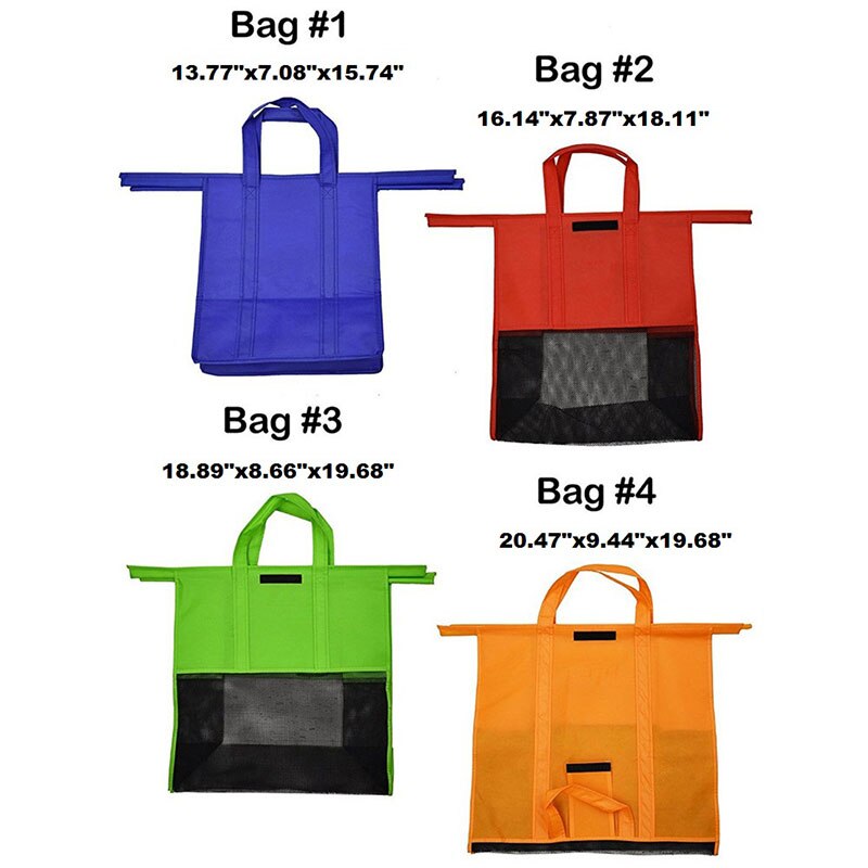4 Stks/set Winkelwagen Trolley Tassen Opvouwbare Herbruikbare Boodschappentas Eco Supermarkt Tas Te Gebruiken En Zware bolsa