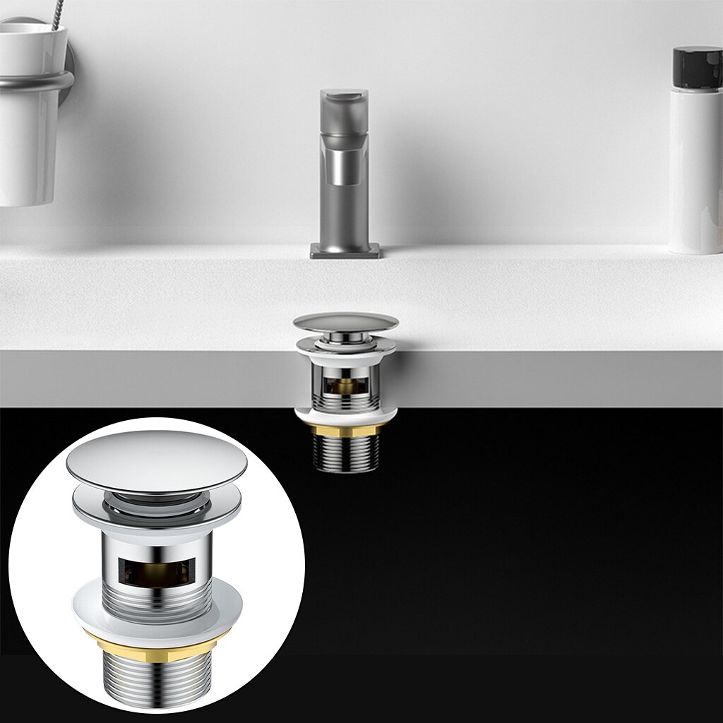 Sink Drain Stopper Bathroom Drain Stainless Steel Anti-Clogging: L with Overflow