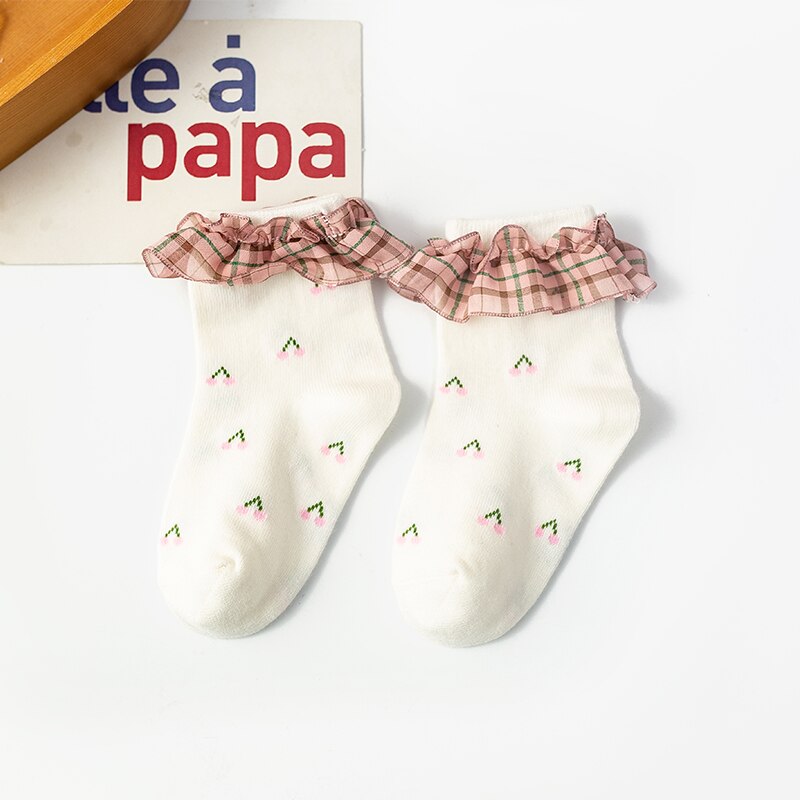 Meisjes Sokken Kant - Katoen - Effen Patroon - Casual Stijl - Leeftijd 6-12 Maanden tot 3-5 Jaar: D / 3 to 5 jaar
