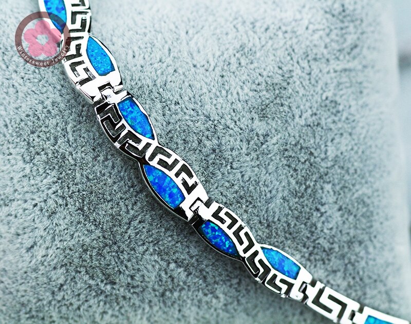 JZN0011Hot Blue Opal Necklace Trendy Jewelry for Women Top Chain Necklace Christmas