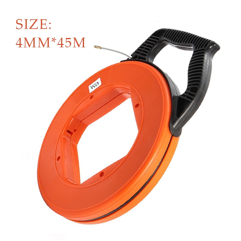 Fiberglass Cable Puller Diameter 4.0mm 30/45 Meter Flexible Glider Swivel Fish Tape Portable Reel Conduit Duct Wire Pulling Tool: 45M