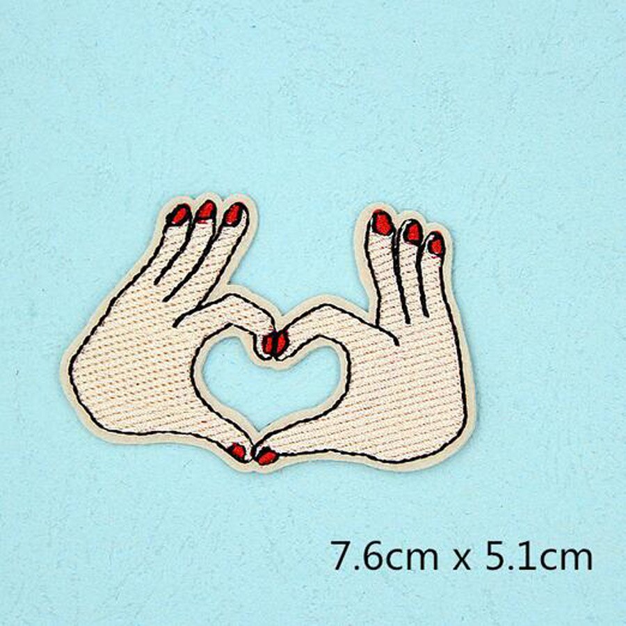 Embroidered Patch Sewing Clothes Patches Iron On Crown Motifs Garment Sticker Fix Star Hand Heart Fabric Badge Applique BU12