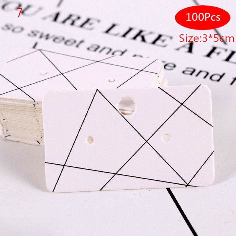 100Pcs Earrings Pack Kraft Paper Ear Studs Card Hang Tag Label Luggage Wedding Note DIY Blank Price Name Hang Tag Craft: N7