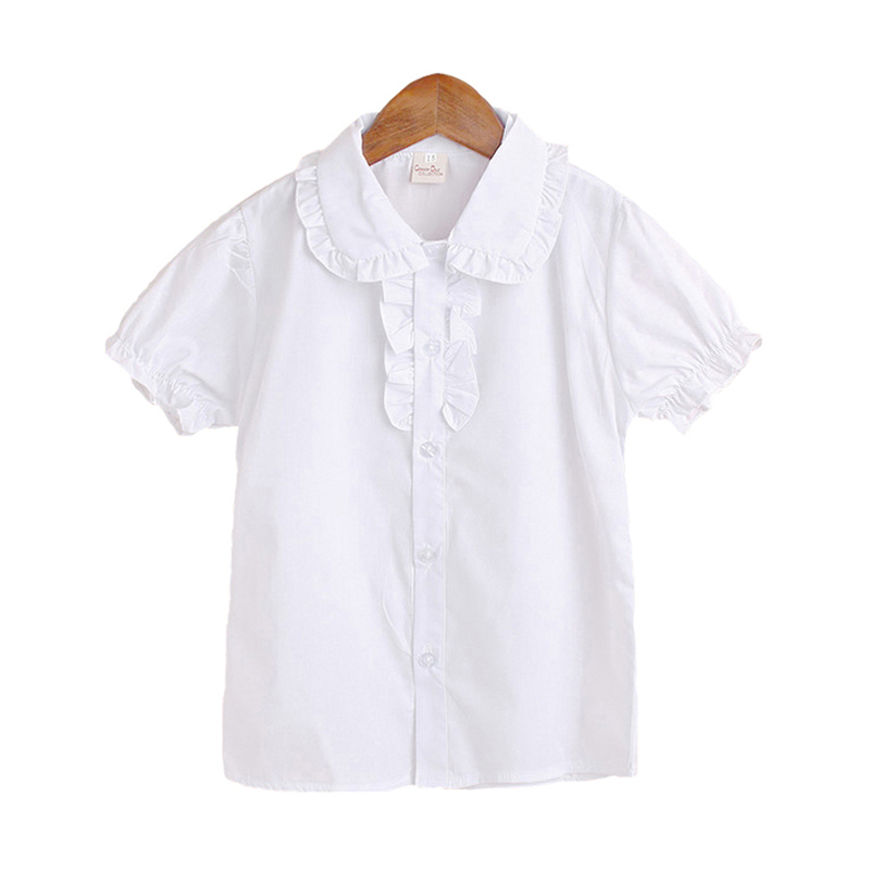 BEKE MATA camicetta bianca per ragazze 2022 estate fiore girare verso il basso colletto scuola adolescente vestiti per ragazze camicie per bambini manica corta: 10-11T