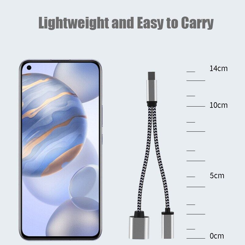 Usb c otg kaapeli puhelinsovitin 2 in 1 tyyppi c uros usb c naaras latausportti usb naaras jakaja sovitin samsung google