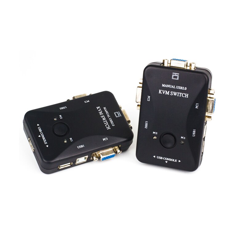 2 Ports KVM Switch USB VGA Converter Two In One Out Multi-Computer Sharing Mouse Keyboard Host Video Display