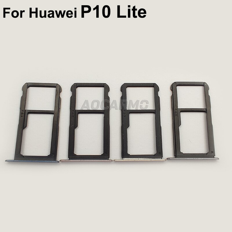 Aocarmo-soporte para MicroSD para Huawei P10 Lite, bandeja de tarjeta Sim Nano, pieza de repuesto para ranura