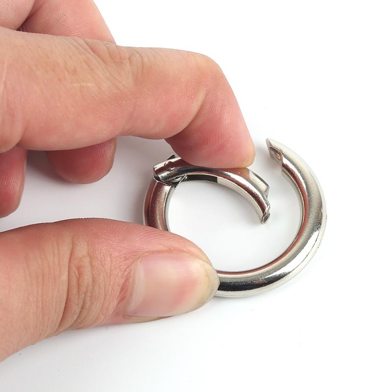 Ronde Push Gate Snap Open Haken Lente Ring Sleutel Karabijnhaak Camping Portemonnees Handtassen Push Trigger Snap Haken Plated Zinklegering