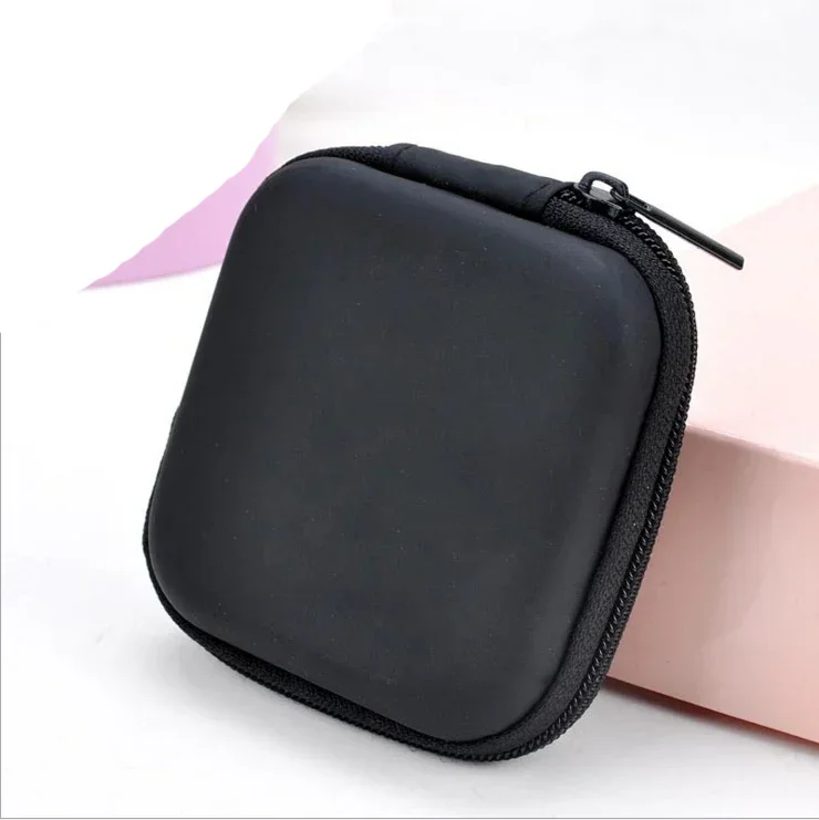 Nette freundlicher Mini Geldbörse Reißverschluss Brieftasche Frauen Damen Männer Reise Kopfhörer Schlüssel USB Kabel SD Karte Halfter Tasche fallen: Schwarz