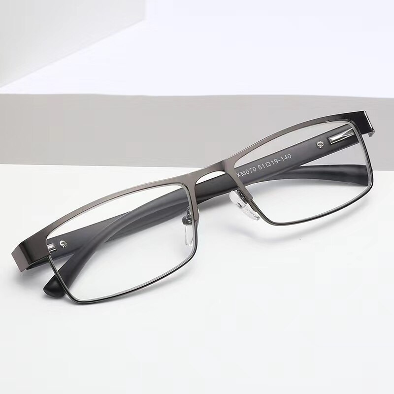 May Flower Reading Glasses Titanium Alloy Coated Lenses Presbyopic Eyewear Square Anti-Blue Spectacles Eyeglasses For Men+3.5+4