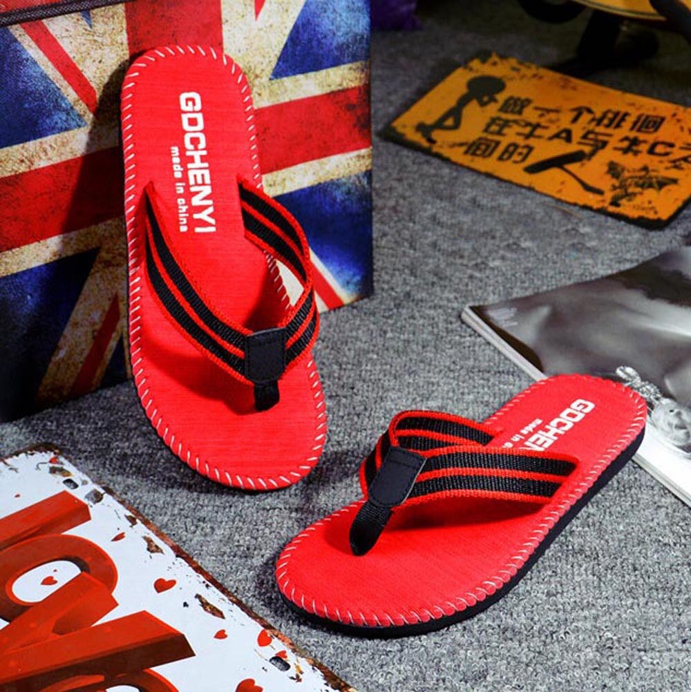 Man slippers house flip flops Stripe Flip Flops Shoes Summer Sandals Male Slipper Flip-flops colorful flat Beach Home Shoes