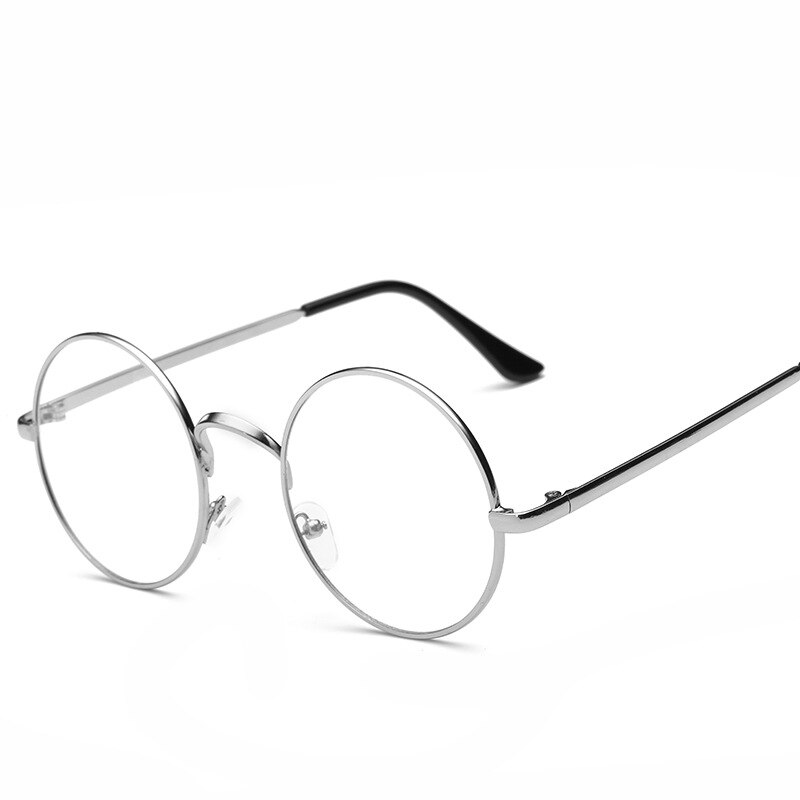 Kvinnor runda glasögon ramar glasögon med tydlig lins män optiska glasögon ram genomskinliga glasögon: Silver-