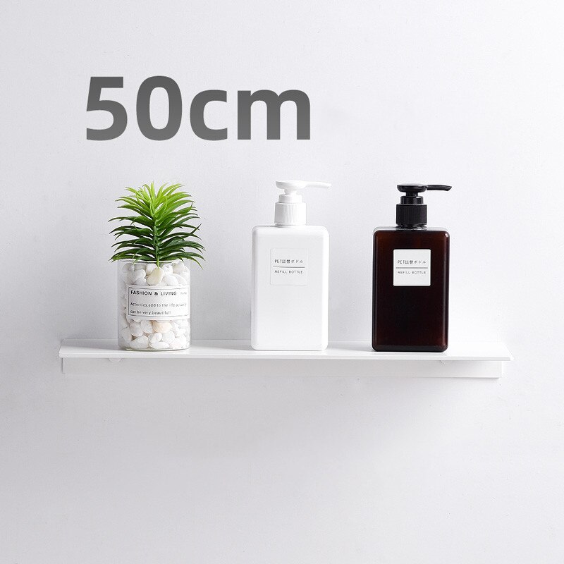 Bathroom Shelves Single Tier Wall Mounted Black Shower Storage Shelves for Bathroom Kitchen Shelves White Bathroom Accessories: White 50cm