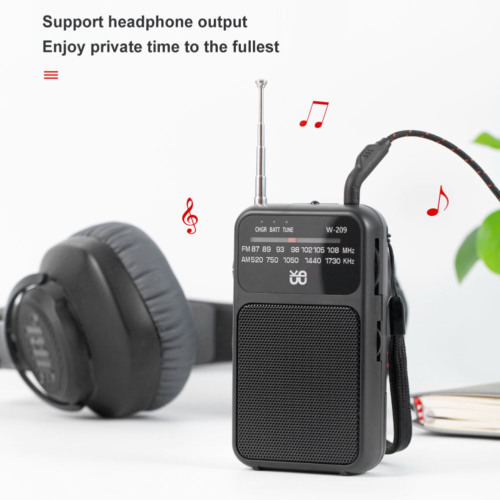 Puntatore portatile Radio Ricevitore radio AM FM portatile Altoparlante incorporato Radio stereo a 2 bande Antenna telescopica a batteria