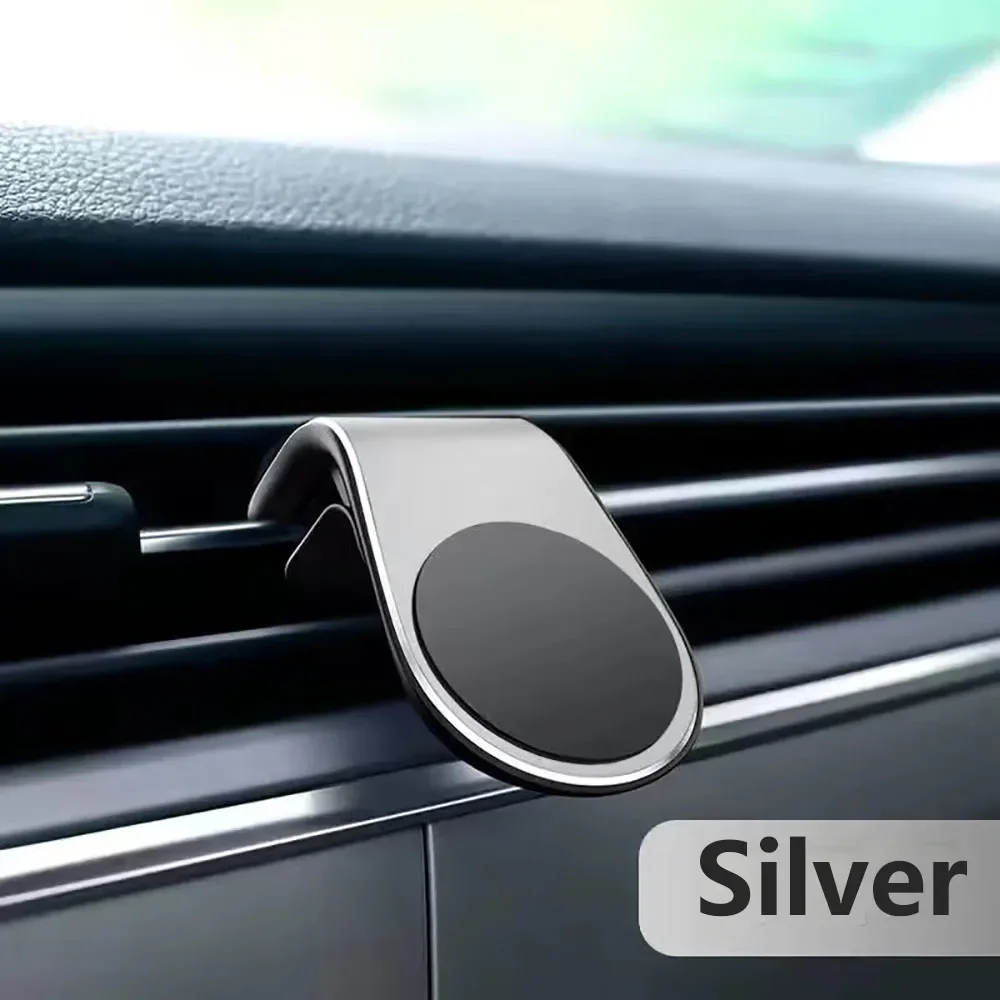 Universeller Handyhalter fürs Auto Magnetischer Clip zur Befestigung im Auto Magnetischer L-förmiger Handyhalter Passend für Alle Mobiltelefon-Modelle: Silber