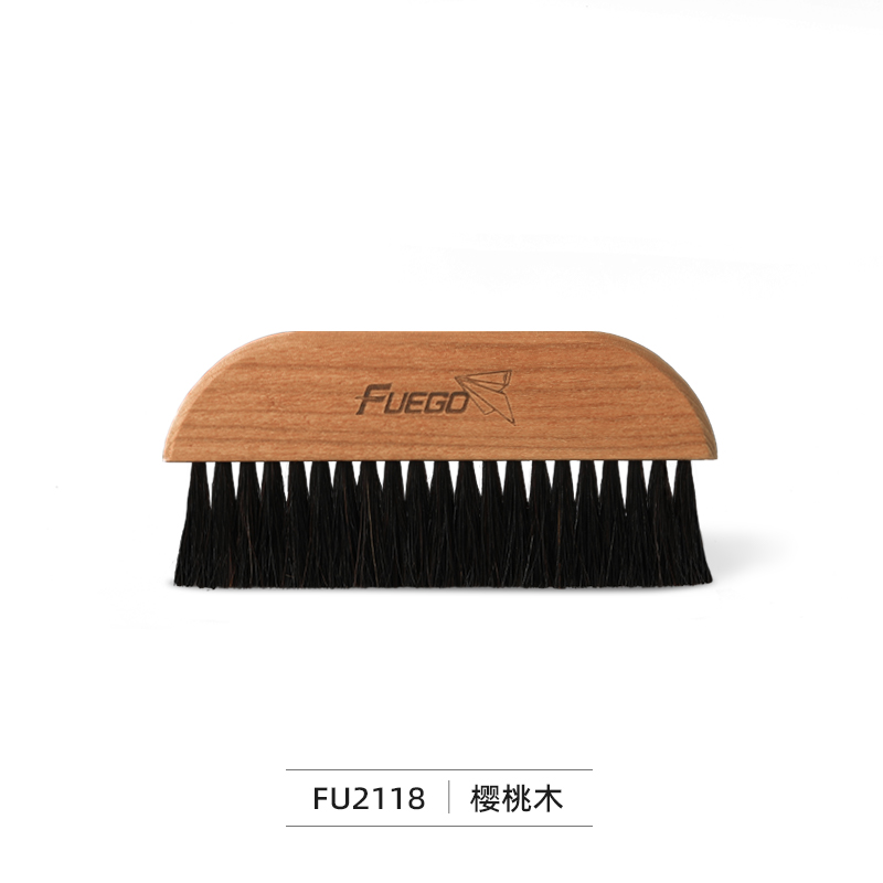 Fuego Cleaning Brush Espresso Machine Dusting Brush Wood Handle & Natural Bristles Coffee Bar Brushes Home Barista Accessories: Light Grey
