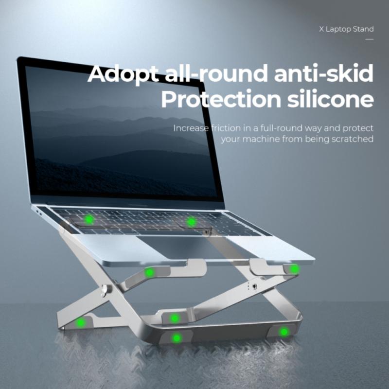 1 pc bj07 laptopständer aus aluminiumlegierung, verstellbare laptoperhöhung aus aluminiumlegierung, hohle, wärmeableitende x-förmige laptophalterung