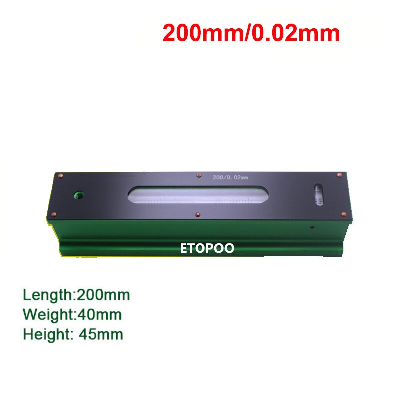 0.02mm 100/150/200/250/300mm High Precision Mechanical Bar Level Instrument Measuring Tool Level Graduation Bar: 200mm B type