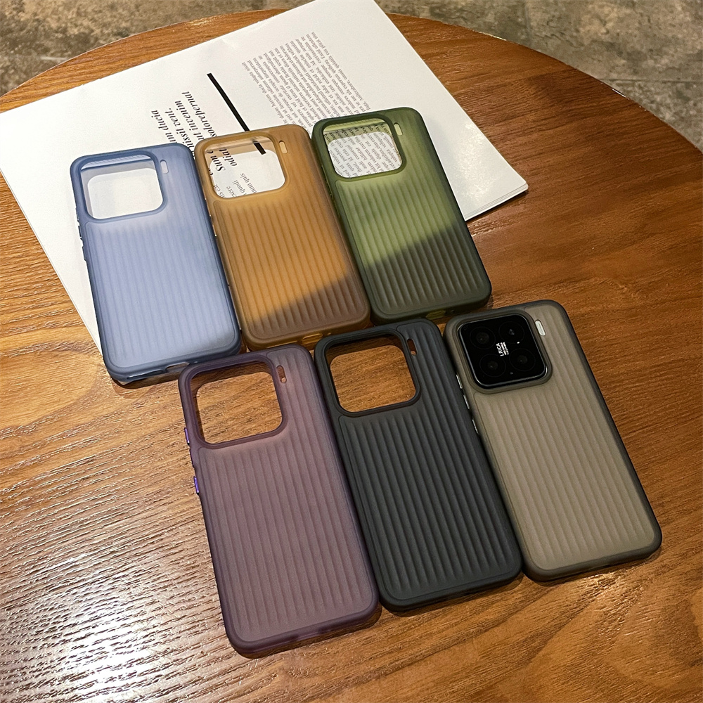Luxe Gegolfd Patroon Matte Harde Telefoon Case Voor Xiaomi Mi 15 Pro 13 14 Pro Anti-vingerafdruk Clear Shockproof bumper PC Cover