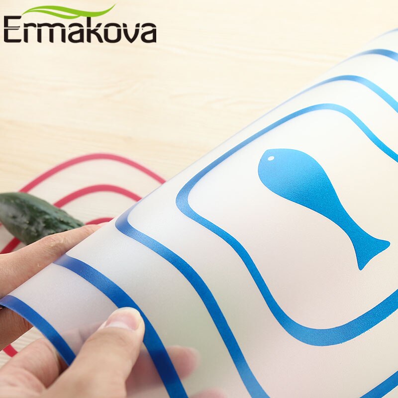 ERMAKOVA Conjunto de 4 de plástico Flexible cortar tapete bloque de corte de cocina placa antideslizante antimicrobianos con iconos de comida
